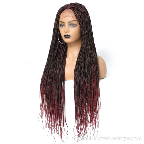 synthetic ladies hair wigs box braids crochet hair heat resistant synthetic wigs lace front